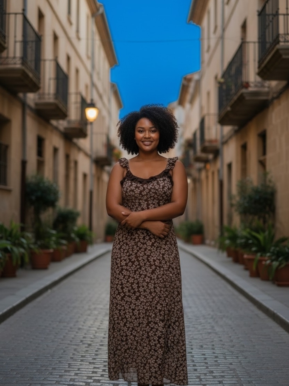 Commense XL Brown Floral Maxi Dress